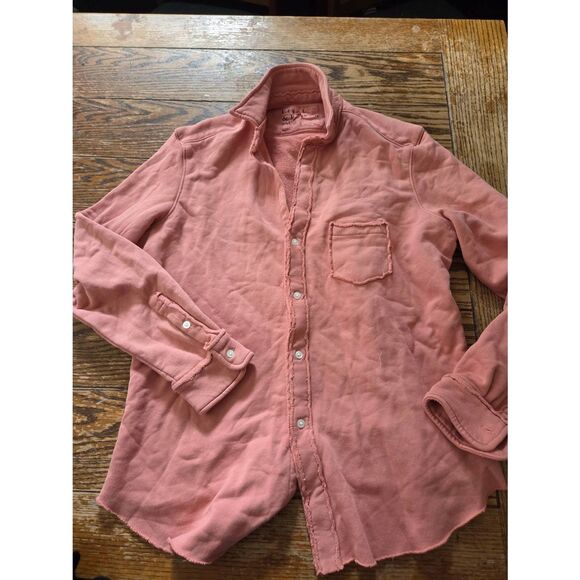 FRANK & EILEEN eileen sweatshirt button triple fleece in pink Sz Large - Picture 2 of 6